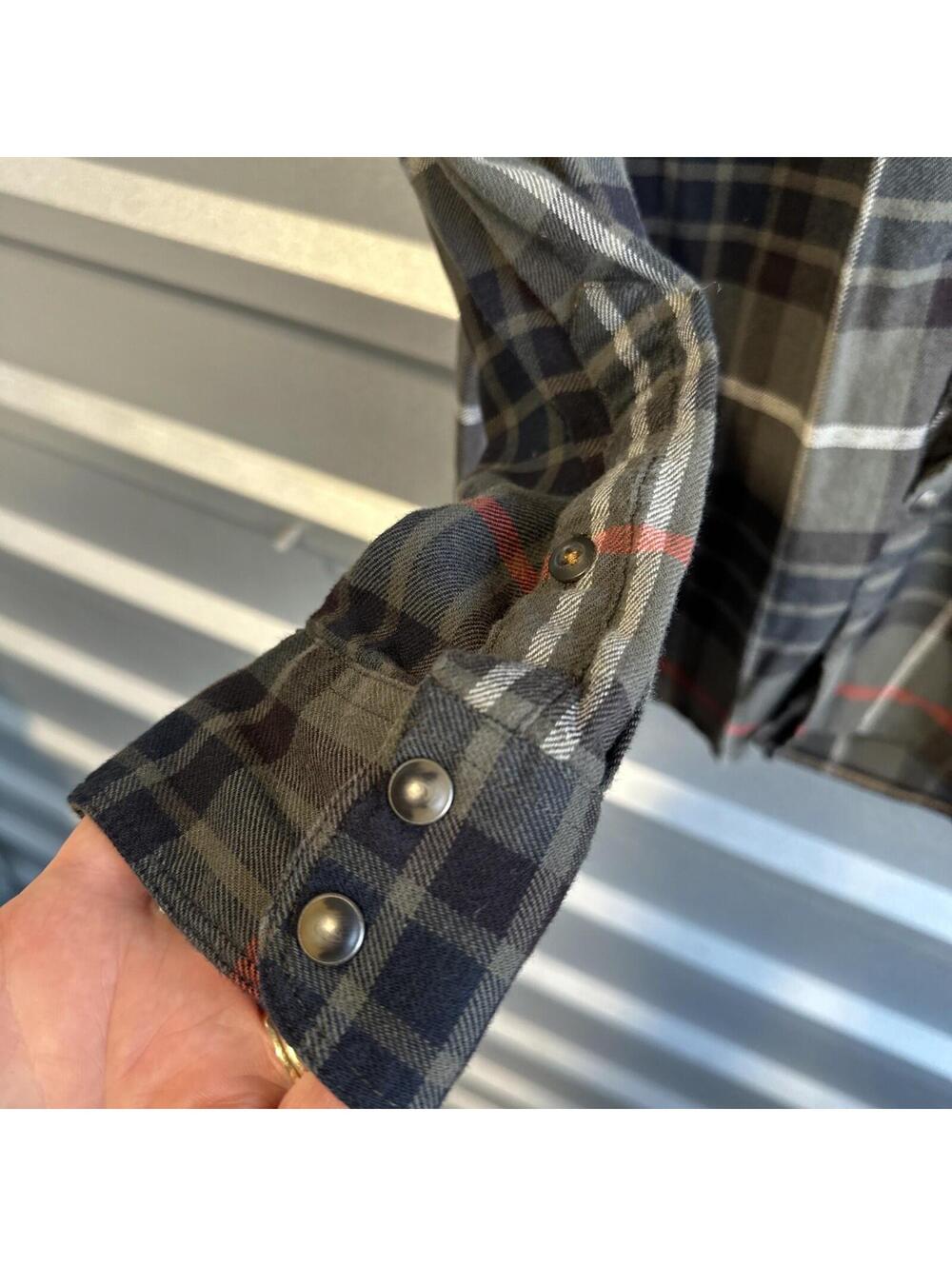 Lucky Brand Mens Pearl Snap Saturday Stretch Plaid Long Sleeve Shirt Large - Picture 6 of 9